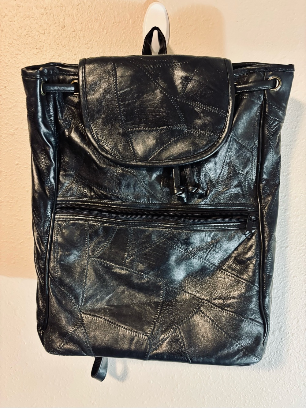 Black Faux Leather Backpack - Stylish Everyday Bag